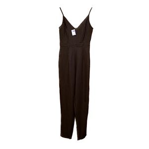 🆕 Charlotte Russe Pinstripe Jumpsuit with Adjustable Straps - Dark Green